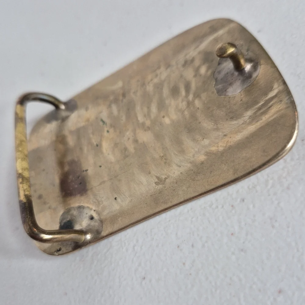 Vintage 1970s Sandcast Bronze Totem Art Salmon Fish Belt Buckle by Rainbow Metal